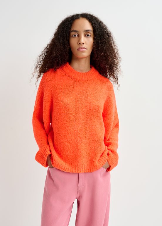 Neon orange chunky knit sweater