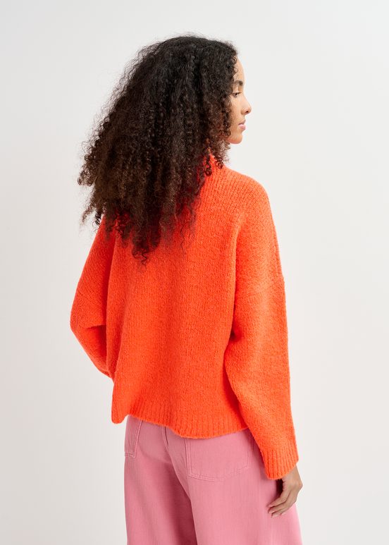 Neonorangener Grobstrickpullover