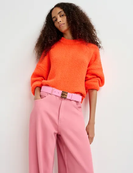 Neon orange chunky knit sweater