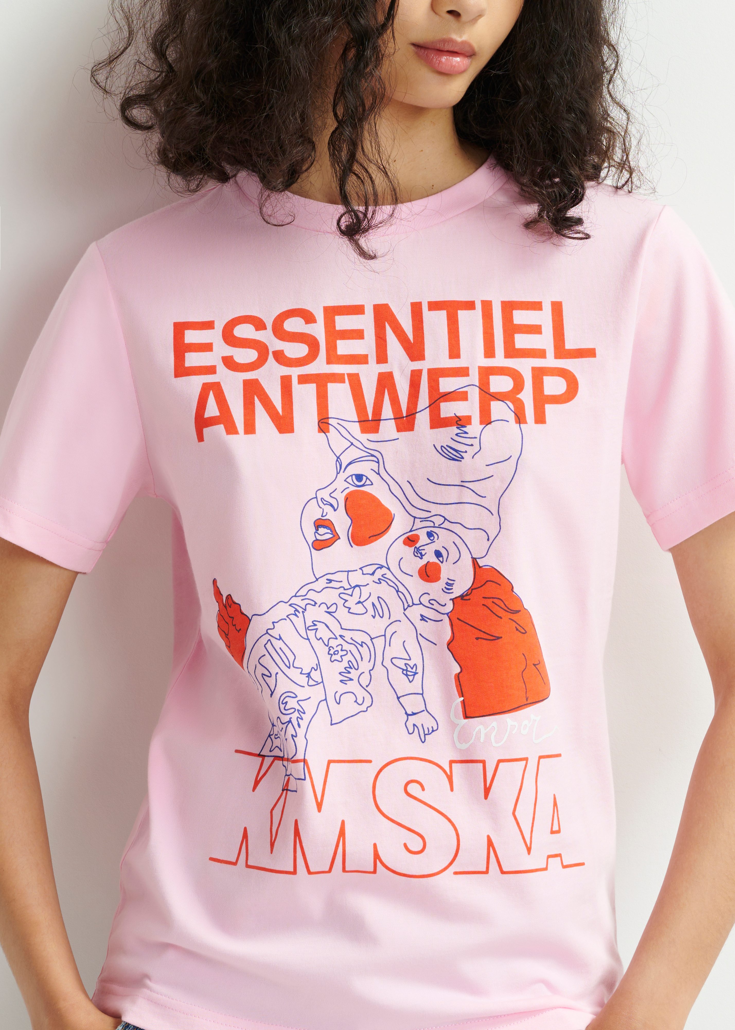 Pink organic cotton-jersey 'The Intrigue' T-shirt