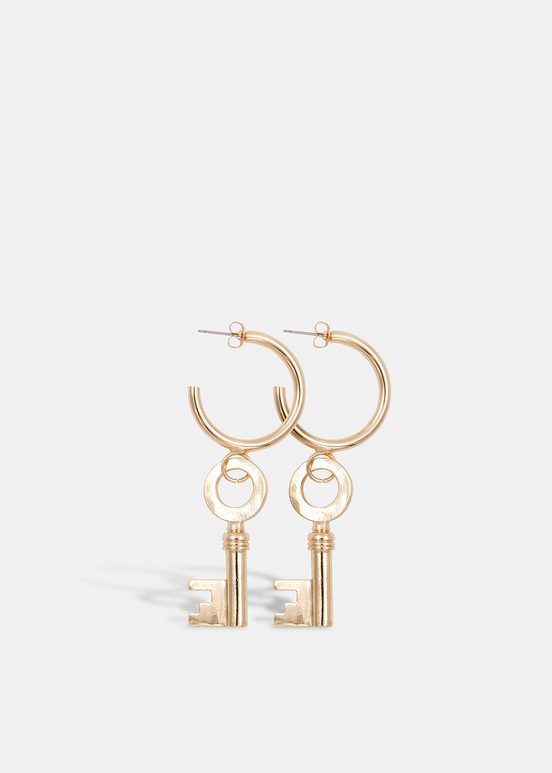 Gold-tone hoop earrings with key pendants