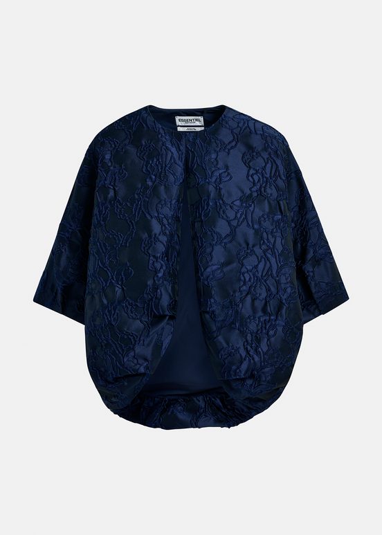 Veste bouffante en jacquard bleu marine