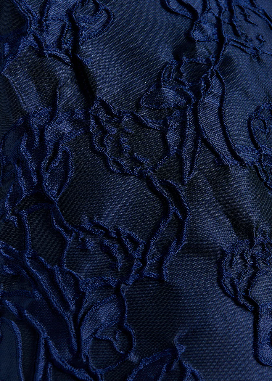 Marineblauwe jas in jacquard