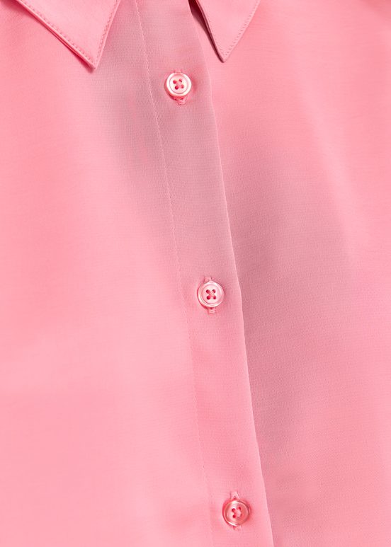 Pink satin shirt with padded shoulders