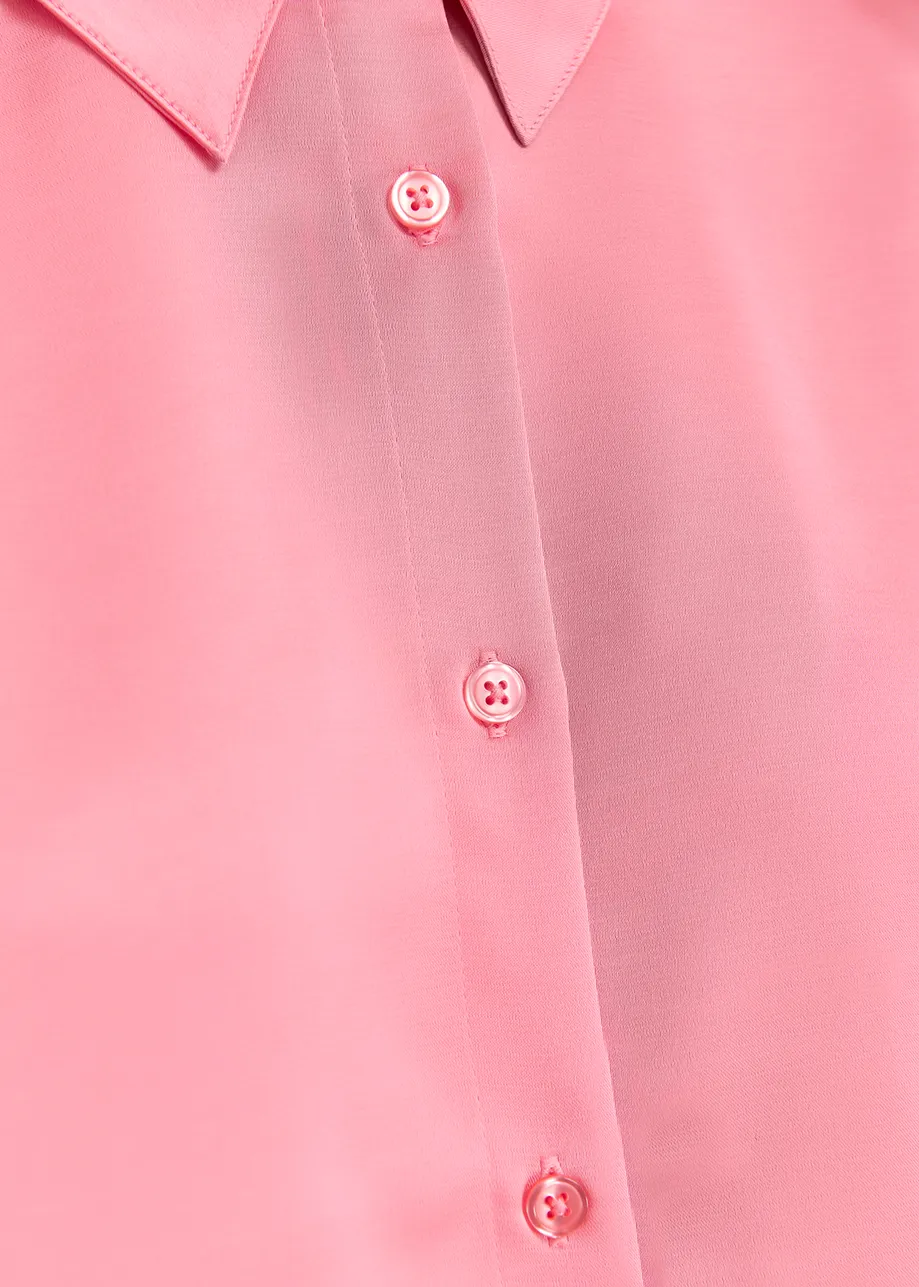 Pink satin shirt with padded shoulders