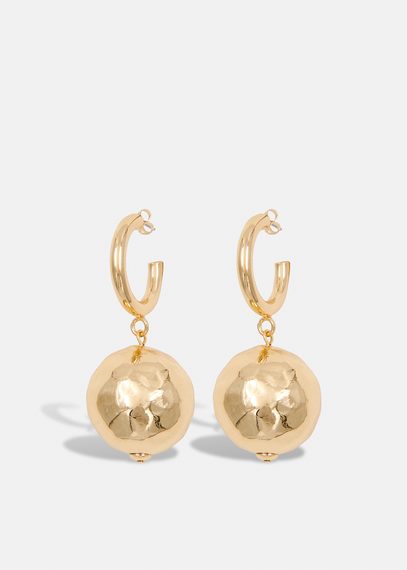 Gold-tone hoop and sphere earrings 