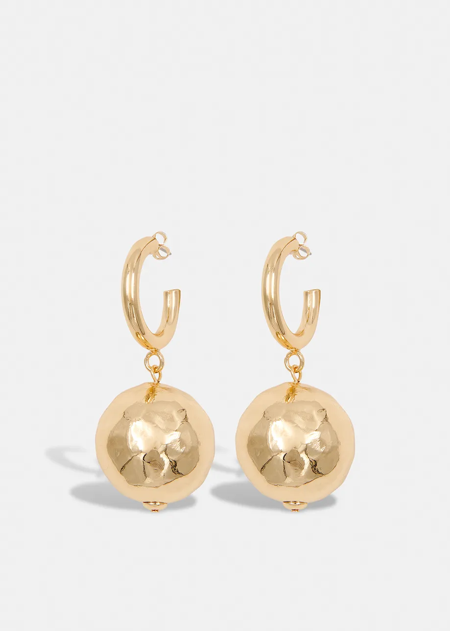 Gold-tone hoop and sphere earrings