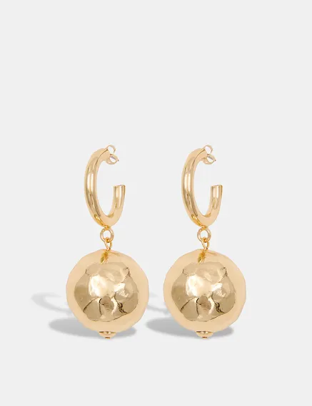 Gold-tone hoop and sphere earrings 