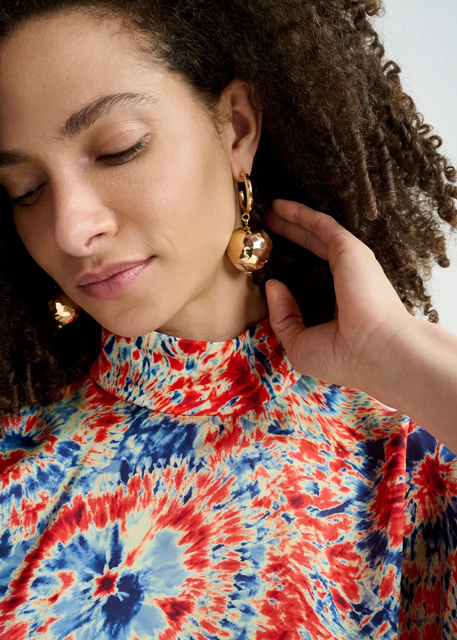 Gold-tone hoop and sphere earrings