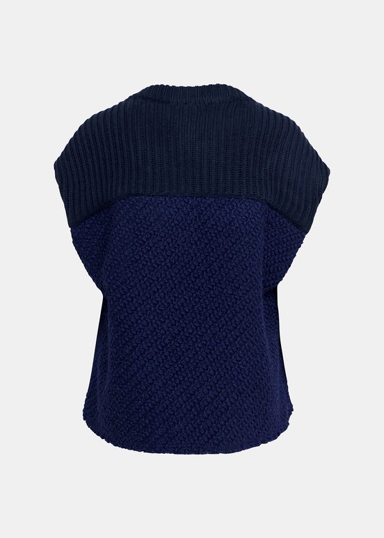 Giacca in maglia senza maniche blu navy