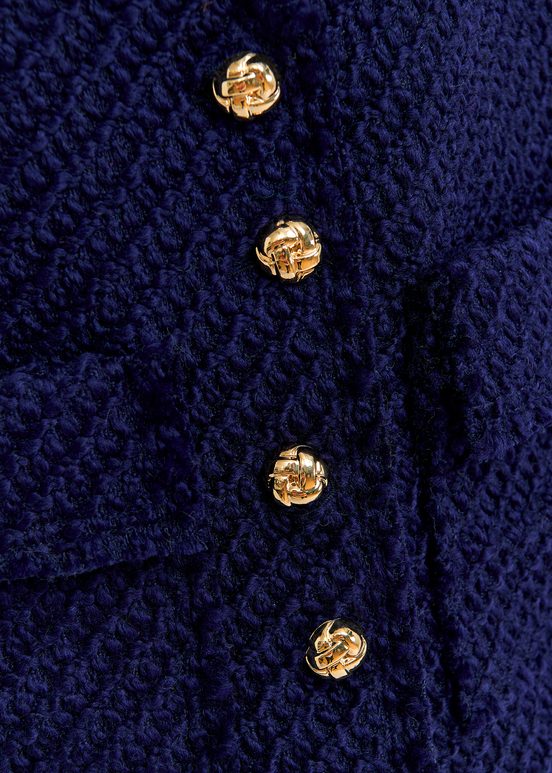 Navy blue sleeveless knitted jacket