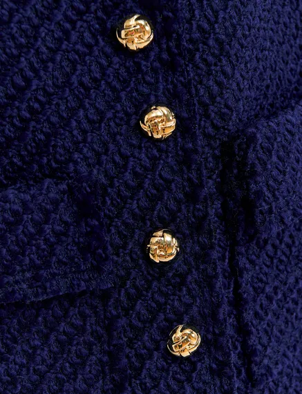 Marineblaue, ärmellose Strickjacke