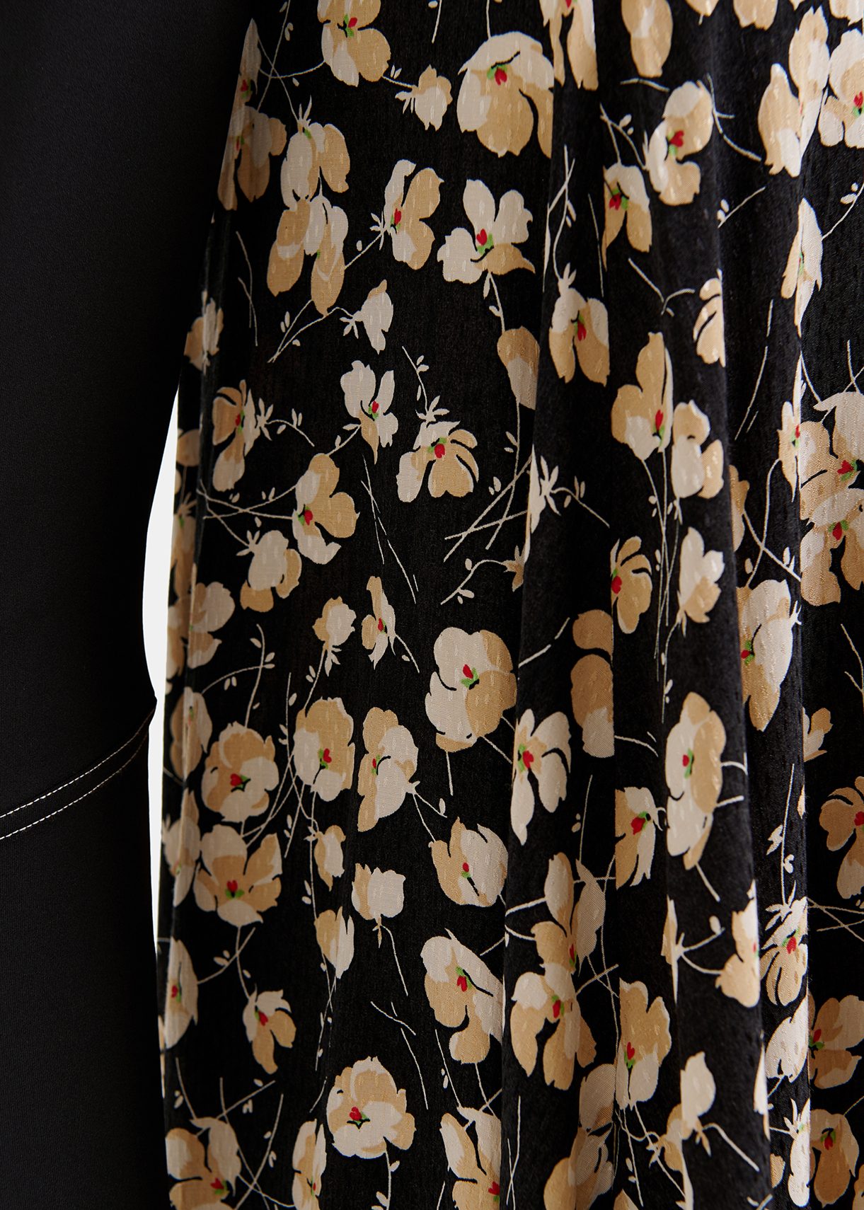 Black floral-print maxi-length dress with jersey top | Essentiel