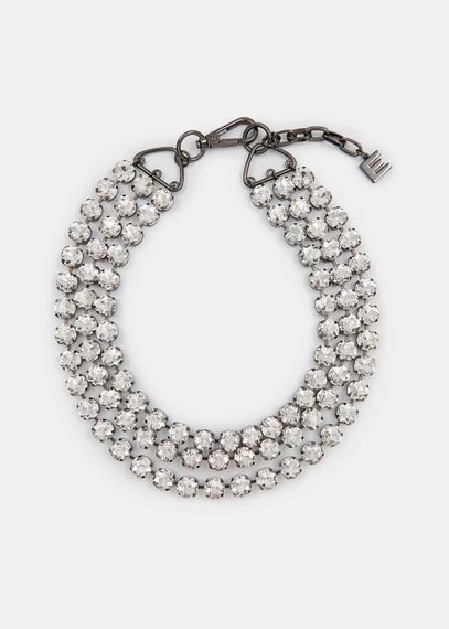 Silver-tone layered rhinestone necklace