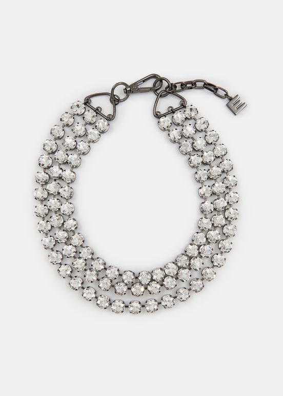 Collier argenté en strass superposés