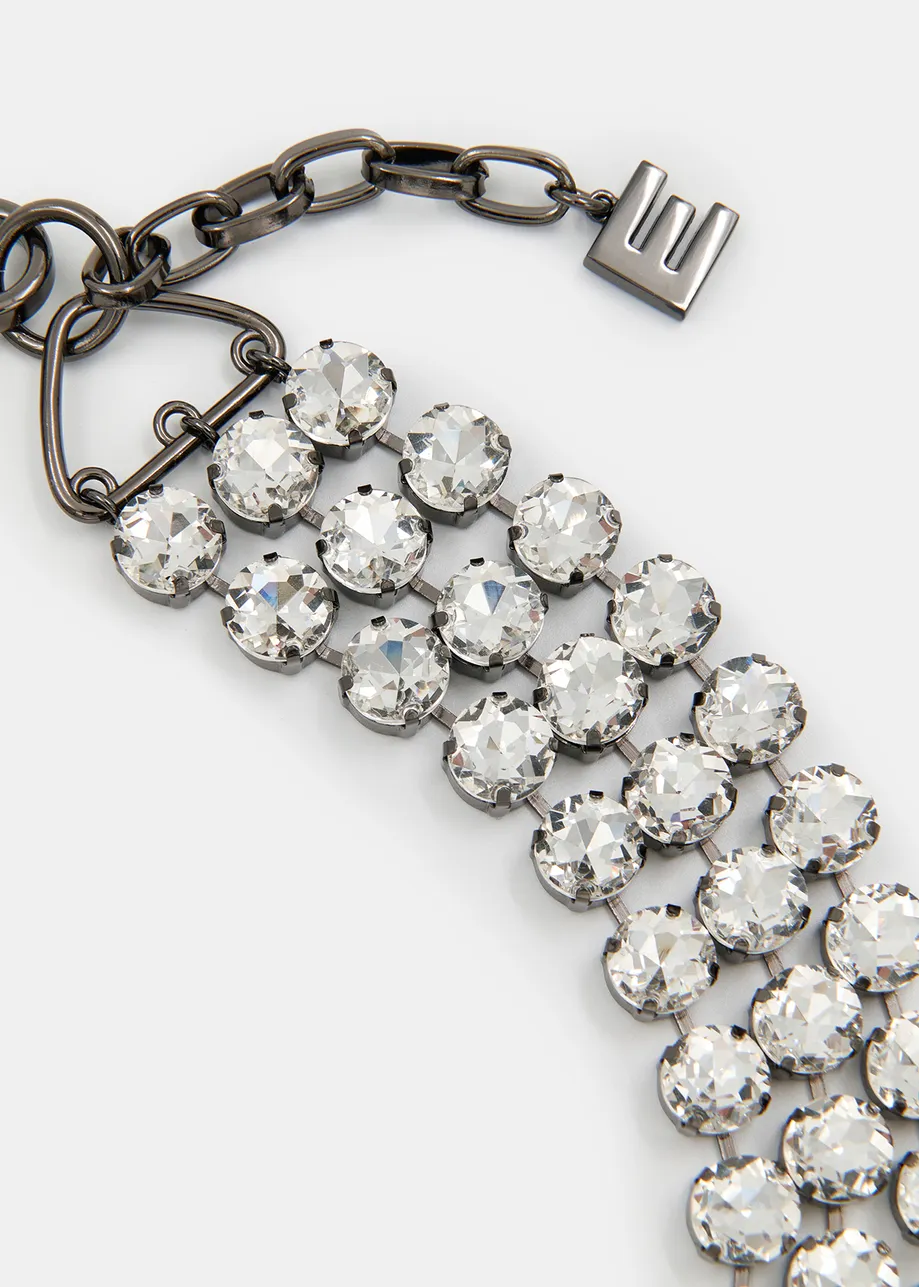 Collier argenté en strass superposés