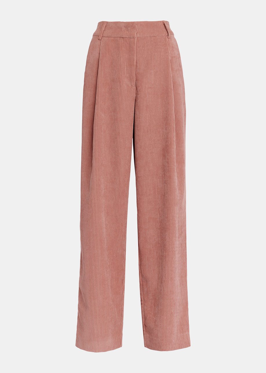 Pantalon fuselé en velours côtelé vieux rose