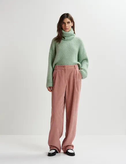 Vintage pink corduroy tapered-leg pants