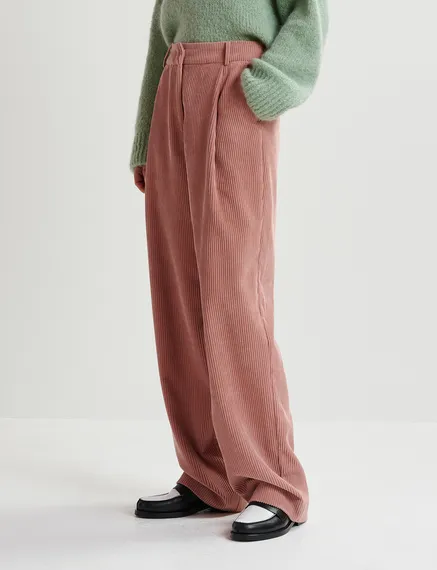 Vintage pink corduroy tapered-leg pants