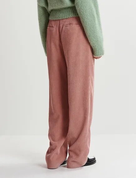 Vintage pink corduroy tapered-leg pants