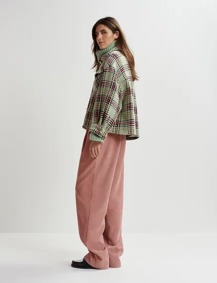 Vintage pink corduroy tapered-leg pants