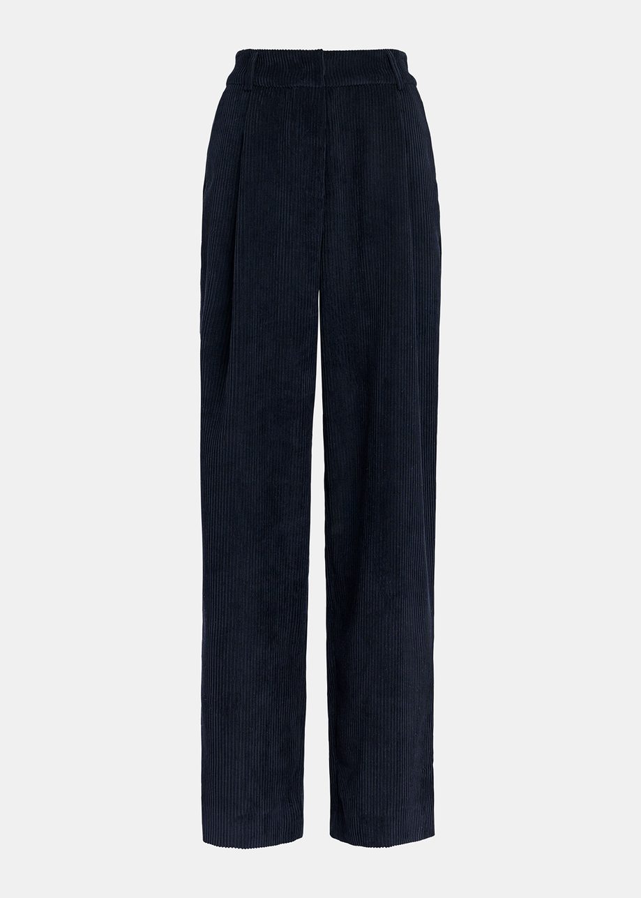 Navy blue corduroy tapered-leg pants