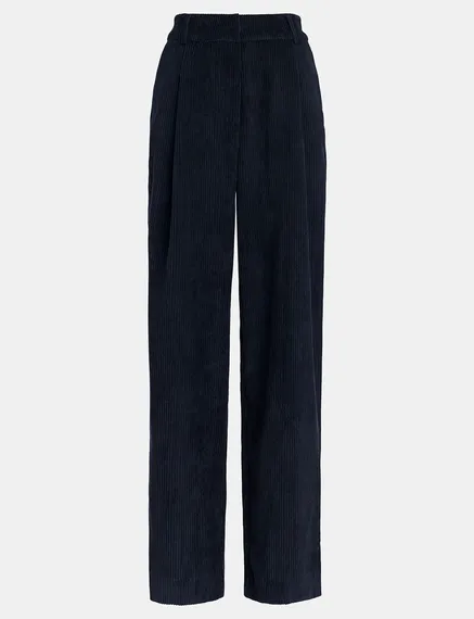 Navy blue corduroy tapered-leg pants