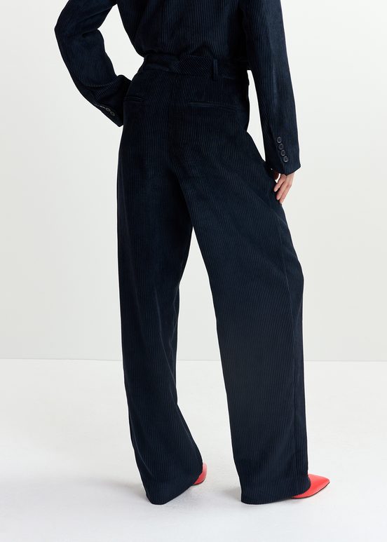 Navy blue corduroy tapered-leg pants