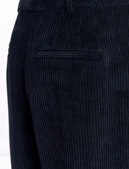 Navy blue corduroy tapered-leg pants