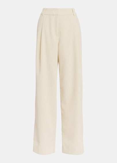 Ecru corduroy tapered-leg pants