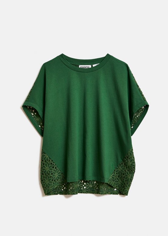 Dark green T-shirt with lace back panel