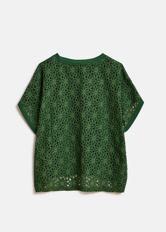 Dark green T-shirt with lace back panel