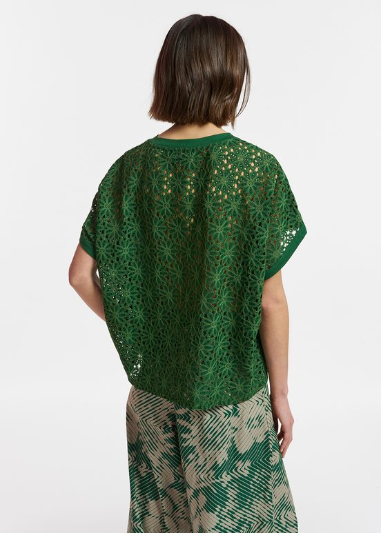 Dark green T-shirt with lace back panel