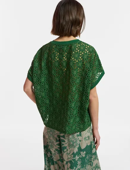 Dark green T-shirt with lace back panel