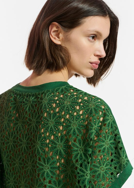 Dark green T-shirt with lace back panel