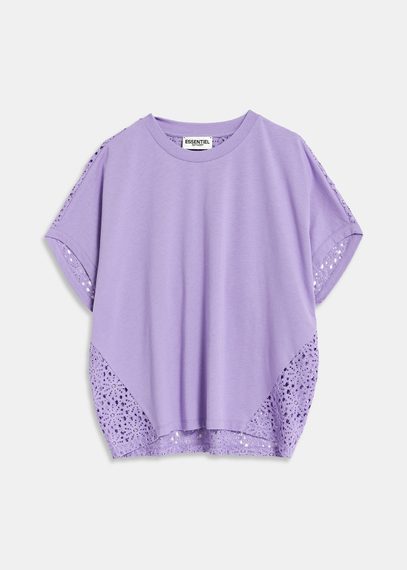 T-shirt lilas avec dos en dentelle