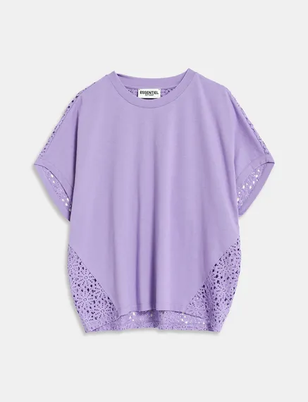 Lila T-shirt met kanten rug