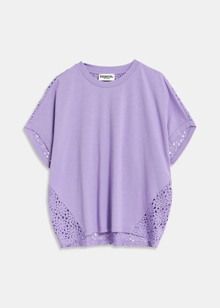 Lila T-shirt met kanten rug