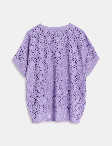 Lila T-shirt met kanten rug