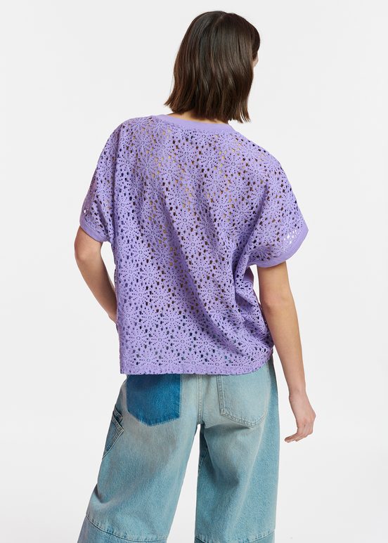 Lila T-shirt met kanten rug