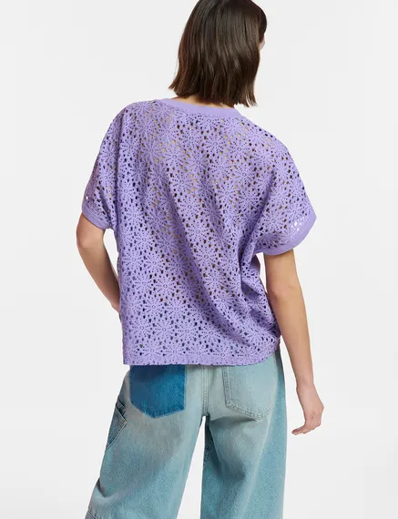 Lila T-shirt met kanten rug