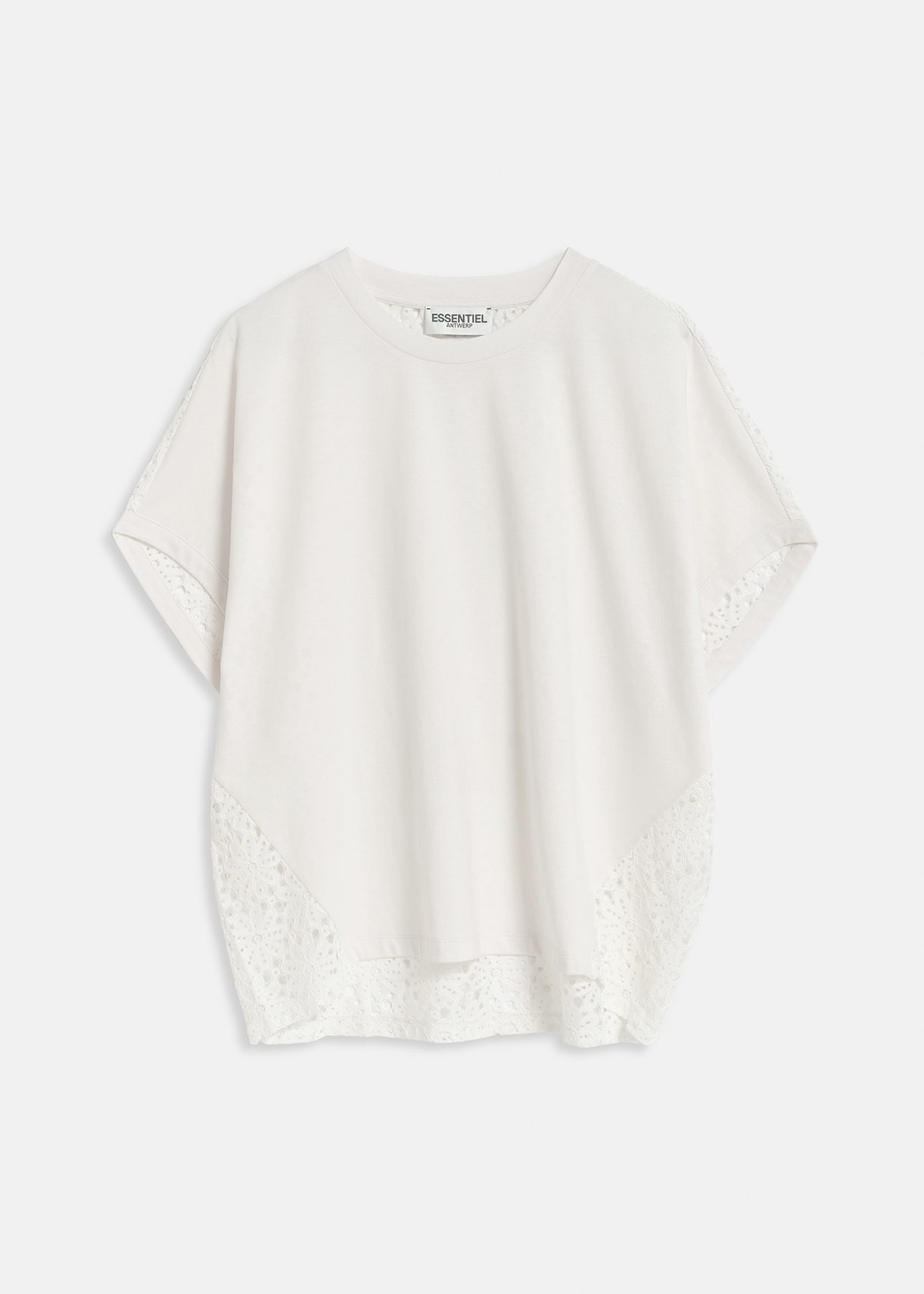 T-shirt blanc cassé avec dos en dentelle