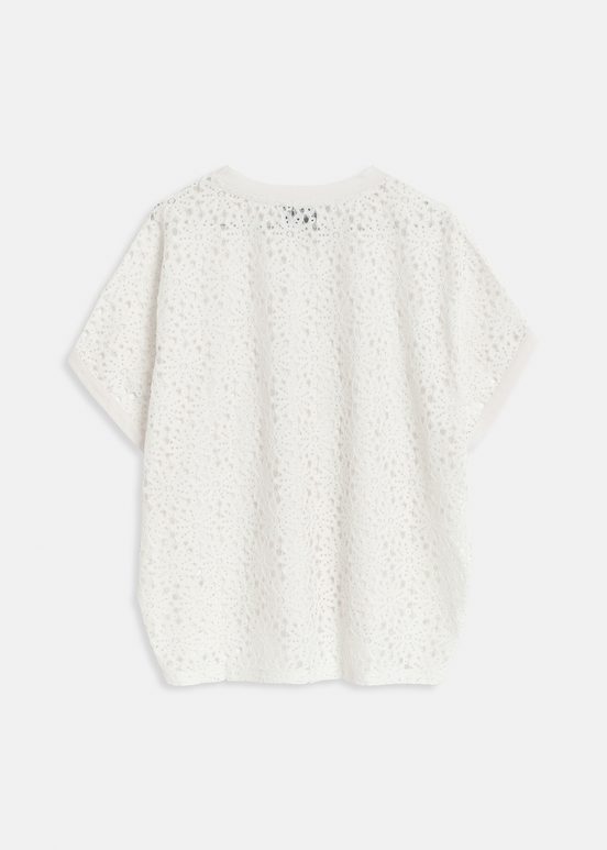 T-shirt blanc cassé avec dos en dentelle