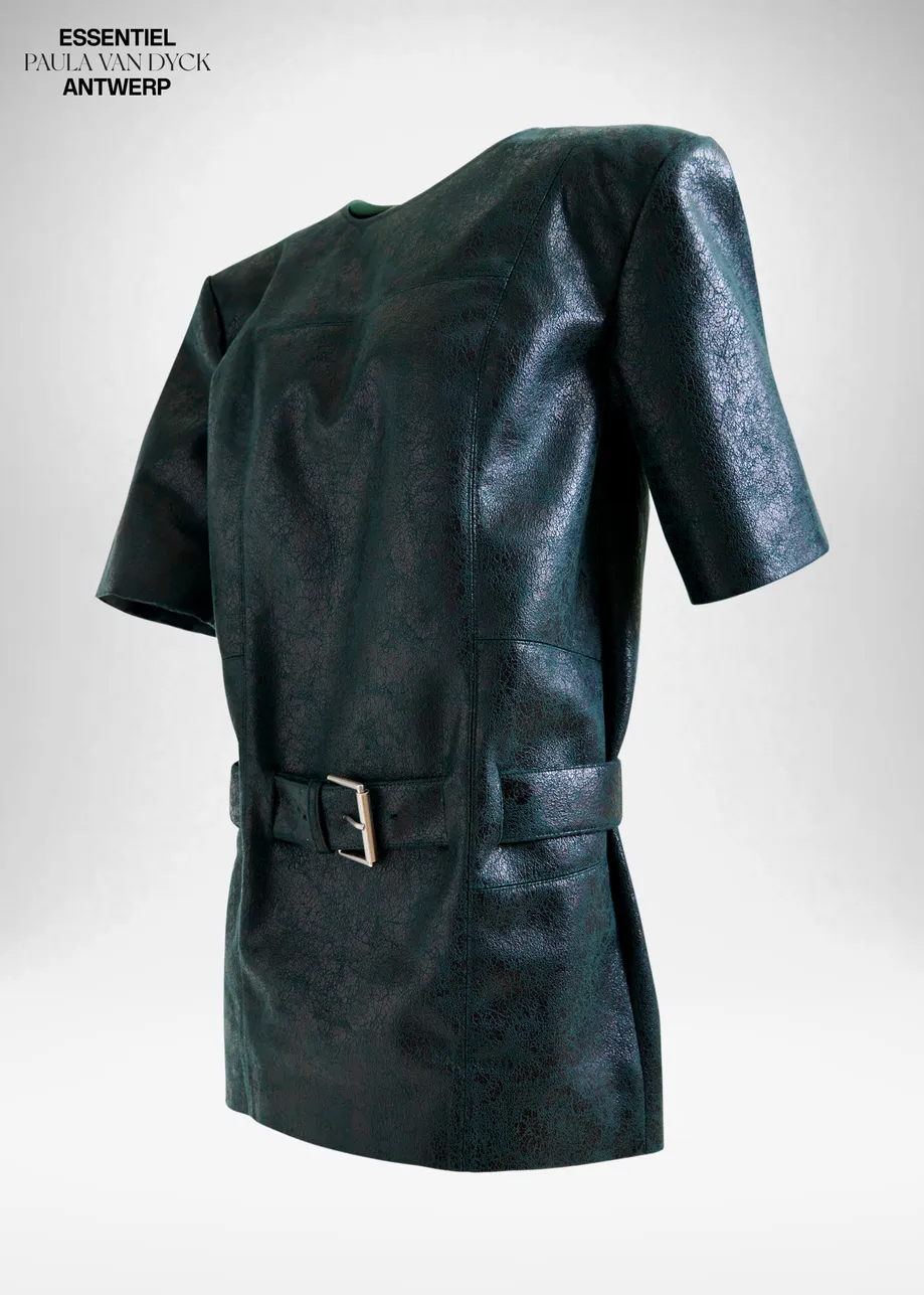 Dark green minidress with buckle fastening