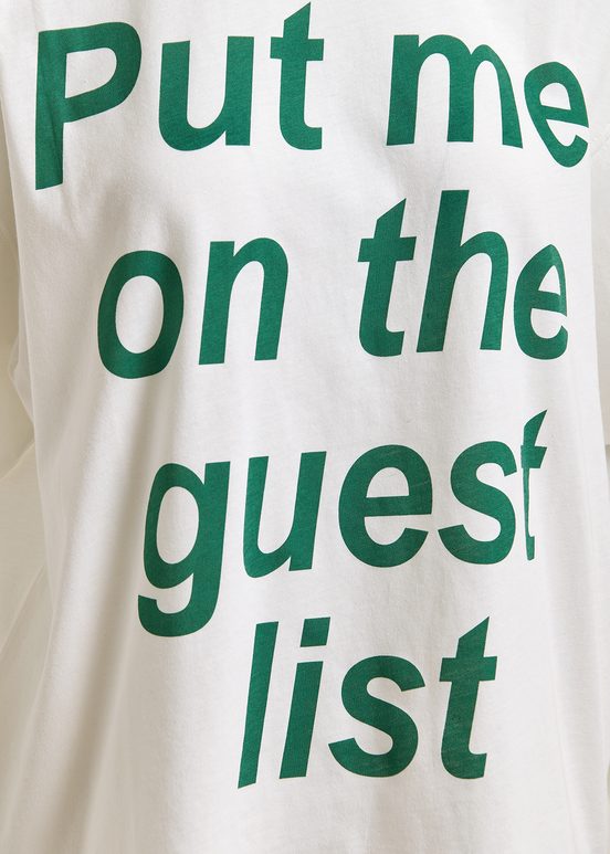 Cremefarbenes T-Shirt mit Text-Print