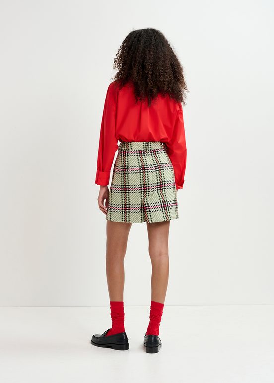 Chemise en coton rouge à perles