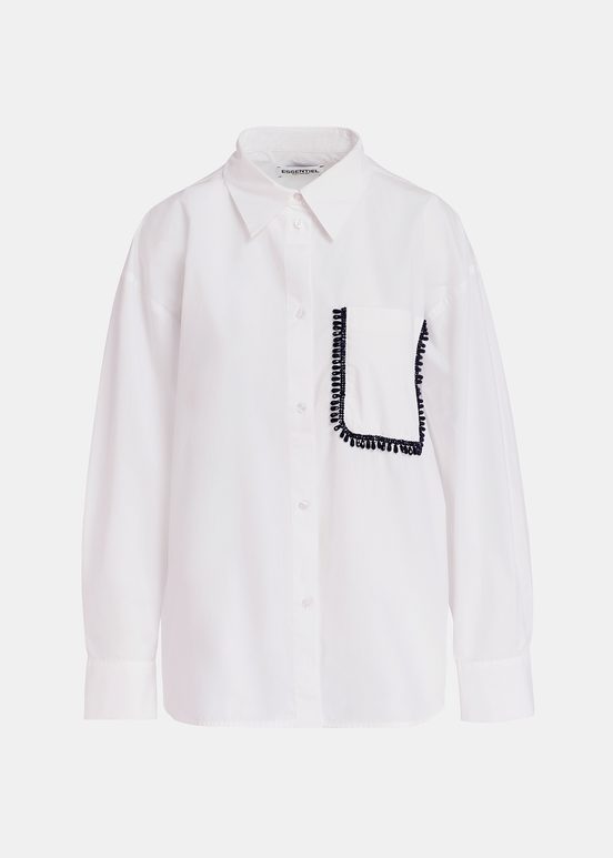 White cotton shirt with beaded embroidery