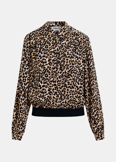 Brown leopard-print polo top