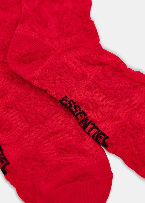 Chaussettes rouges en jacquard fleuri