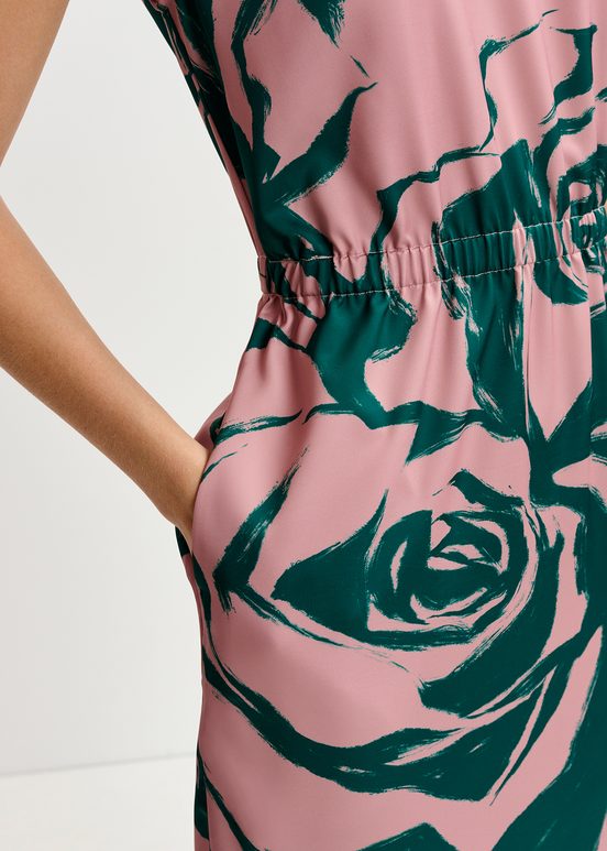 Oudroze midi-jurk met bloemenprint